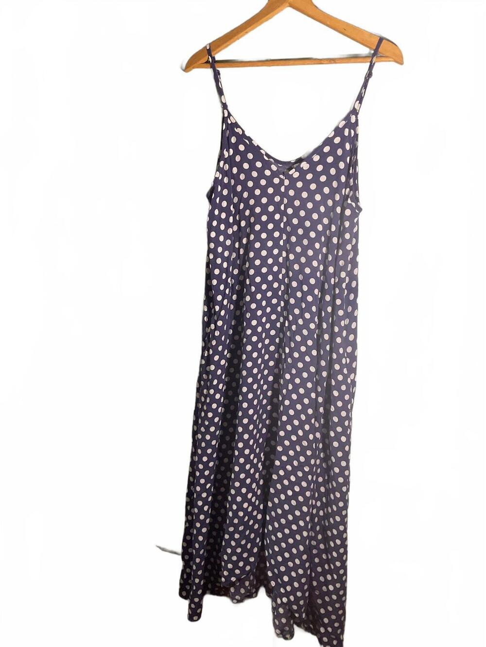 Women's Classic Blue Polka Dot Midi Dress Medium/Large - Picture 2 of 8